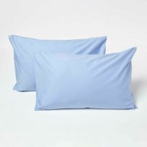 Taies d'oreiller enfant 40 x 60 cm en coton égyptien 200 fils Bleu, Lot de 2 - Homescapes