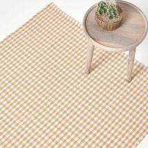 Homescapes - Tapis carreaux Vichy Beige, 70x120 cm
