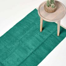 Homescapes - Tapis de couloir Chenille uni en 100% coton Bleu turquoise - 66 x 200 cm