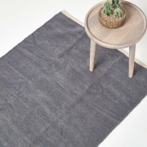 Homescapes - Tapis Chenille uni en 100% coton Gris foncé - 110 x 170 cm