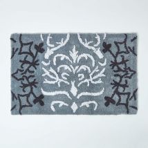 Tapis de bain Coton damassé Noir - Homescapes