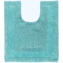Tapis contour wc en coton, 50 x 55 cm – Bleu aqua - Homescapes