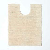 Homescapes - Tapis Contour wc Crème rayures en relief 100% coton 1500 g/m² - 50 x 60 cm