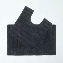 Homescapes - Tapis de bain spa Ultra doux 2 pièces Noir