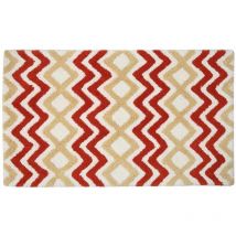 Homescapes - Tapis de bain zigzag antidérapant en 100% coton Orange et Jaune, 50 x 80 cm