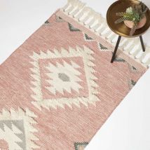 Homescapes - Tapis Kilim en laine rose Pali, 160 x 230 cm