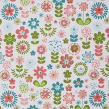 Tissu imprimé Fleurs rétro en coton - Homescapes