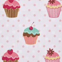 HOMESCAPES Tissu imprimé Cupcakes en coton
