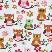 Tissu imprimé Hibou 100% coton - Homescapes