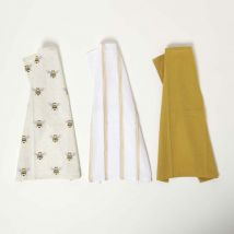 Torchons en coton Abeille, Lot de 3 - Homescapes