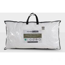 Homescapes - Premium Wool King Size Pillow with Quilted Case, 19 x 35 - White