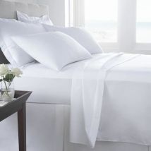 400 Thread Count 100% Egyptian combed cotton Fitted Sheets White Double - Homespace Direct