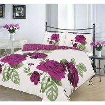 Homespace Direct - Isabella Plum Duvet Cover Set Floral Themed Super King Bedding Set - Plum