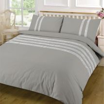 Homespace Direct - Lace Dia Duvet Cover Set Luxury Super King Grey Bedding Set 100% Egyptian Cotton Percale 200 Thread Count - Grey