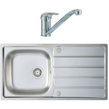 Homestyle - KD100L Kitchen Sink 1.0 Kona Reversible Drainer Stainless Steel & Tap