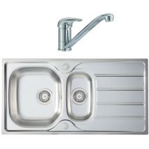 Homestyle - KD150 Kitchen Sink 1.5 Kona Reversible Drainer Stainless Steel & Tap