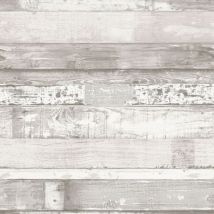 Homestyle - Papel de pared Wood blanco crudo y gris Noordwand