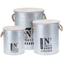 3 Piece Storage Box Set with Rope Zinc h&s Collection