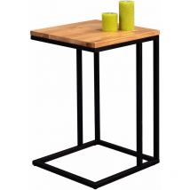 Tavolino Nick, struttura in metallo nero opaco, piano di copertura in rovere massiccio oliato, 22 mm - M2 Kollektion