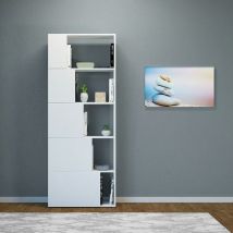 Homemania - Libreria Skipper, Truciolare Melaminico, Bianco, 65x22x166 cm