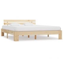 Bed Frame Solid Pine Wood 160x200 cm VD24054 - Hommoo