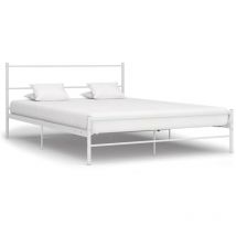 Bed Frame White Metal 140x200 cm VD24999 - Hommoo