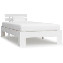 Bed Frame White Solid Pine Wood 100x200 cm VD24045 - Hommoo