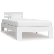 Bed Frame White Solid Pine Wood 100x200 cm VD24045 - Hommoo