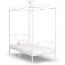 Canopy Bed Frame White Metal 90x200 cm VD24983 - Hommoo