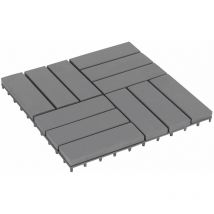 Hommoo - Carreaux de terrasse 10 pcs Délavage gris 30x30 cm Acacia solide