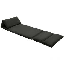 Hommoo - inlife Chaise pliable de sol Noir Microfibre - Noir