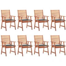 FIMEI Chaises à dîner d'extérieur 8 pcs avec coussins Acacia massif
