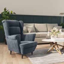 Hommoo - fimei Fauteuil Gris foncé Velours