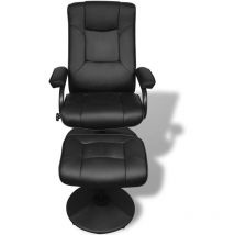 Hommoo - inlife Fauteuil tv avec repose-pied Noir Similicuir
