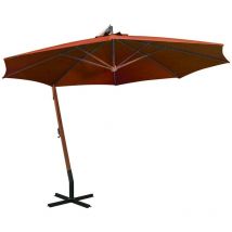 Hanging Parasol with Pole Terracotta 3.5x2.9 m Solid Fir Wood - Hommoo