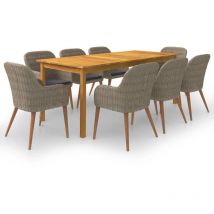 Maisonchic - Juego de comedor de jardín muebles de exterior 9 piezas marrón 020014102