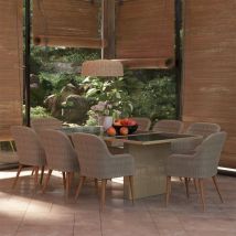 Furniture Limited - Juego de comedor para jardín 9 piezas ratán