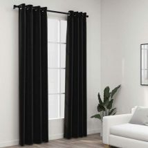 Linen-Look Blackout Curtains 2 pcs Anthracite 140x225cm - Hommoo
