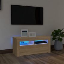 Hommoo - fimei Meuble tv avec lumières led Chêne sonoma 90x35x40 cm