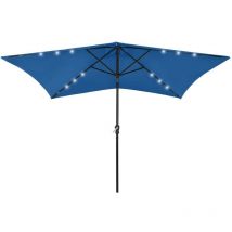 Parasol with LEDs and Steel Pole Azure Blue 2x3 m - Hommoo