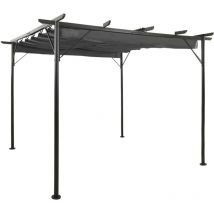 Hommoo - Pergola avec toit rétractable Anthracite 3x3 m Acier 180 g/m²