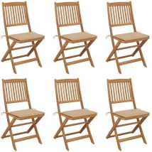 Furniture Limited - Sillas de jardín plegables 6 uds y cojines