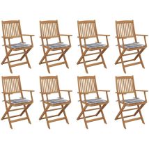 Hommoo - Furniture Limited - Sillas de jardín plegables 8 uds y cojines