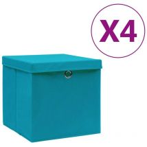 Storage Boxes with Covers 4 pcs 28x28x28 cm Baby Blue - Hommoo