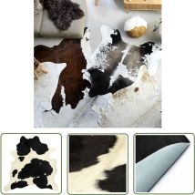 Hommoo - The Living Store Tapis en peau de vache véritable Noir et blanc 150 x 170 cm - Tapis En Peau De Vache - Tapis Occidental - Décoration