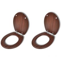 Hommoo - Toilet Seats with Hard Close Lids 2 pcs mdf Brown VD18799