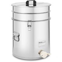 Wiesenfield - Honey tank Honey filling bucket sieve, lid and squeeze tap stainless steel 40 l