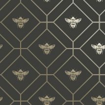 Honeycomb Bee Wallpaper Holden Décor Geometric Metallic Modern Gold Charcoal