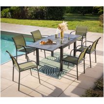 Honfleur beziers ardoise - Ensemble table et chaises de jardin - 6 places - Vert