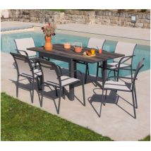 HONFLEUR BEZIERS CHENE - Ensemble table et chaises de jardin - 6 places - Lin